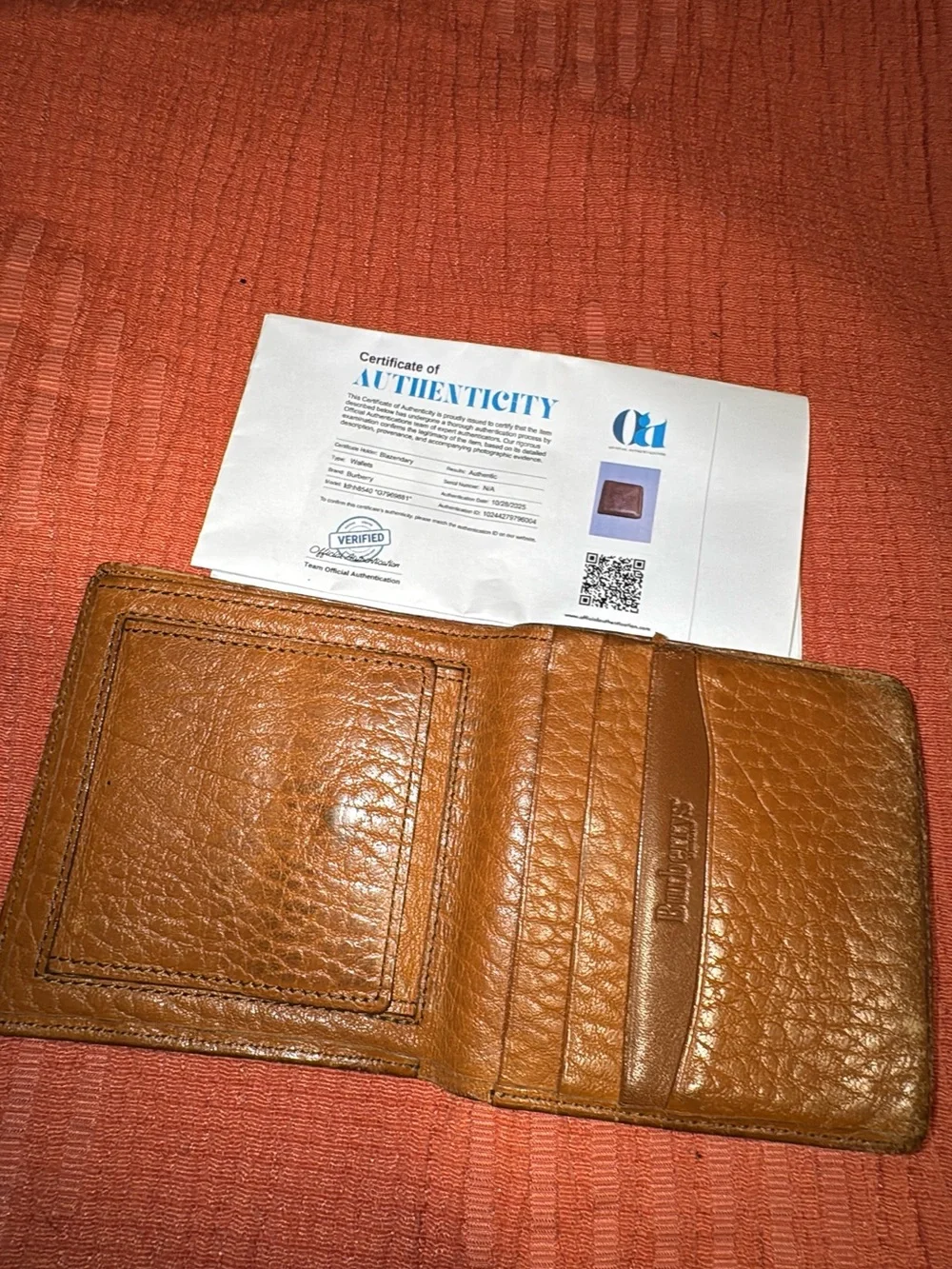 Burberry Brown Leather Wallet with Branded Patch